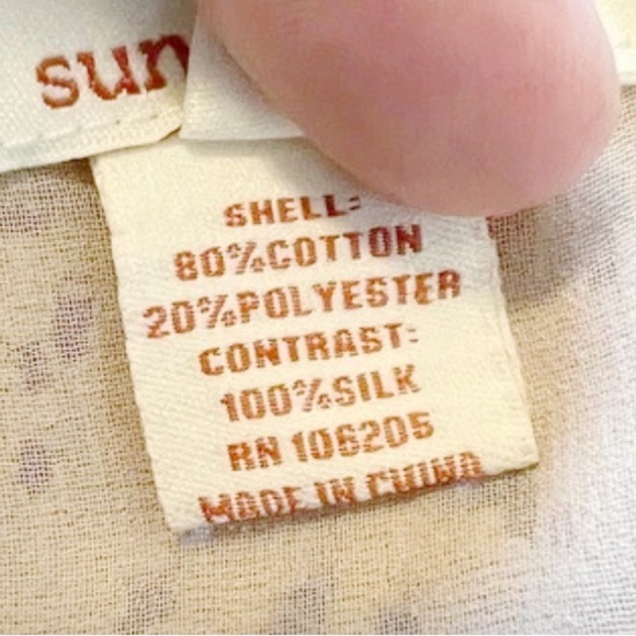 Sundance Suzette Lace & Colorful Printed Silk Sleeve Mixed Media Blouse Size S - Picture 5 of 6